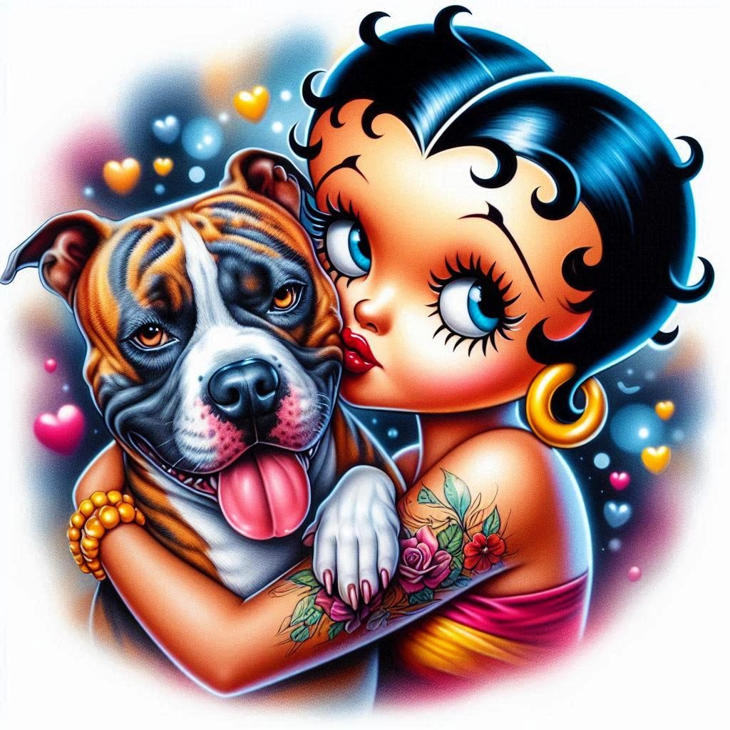 Jigsaw Puzzle | 49 pieces | Betty Boop and a friend's dog Nala | Jigidi