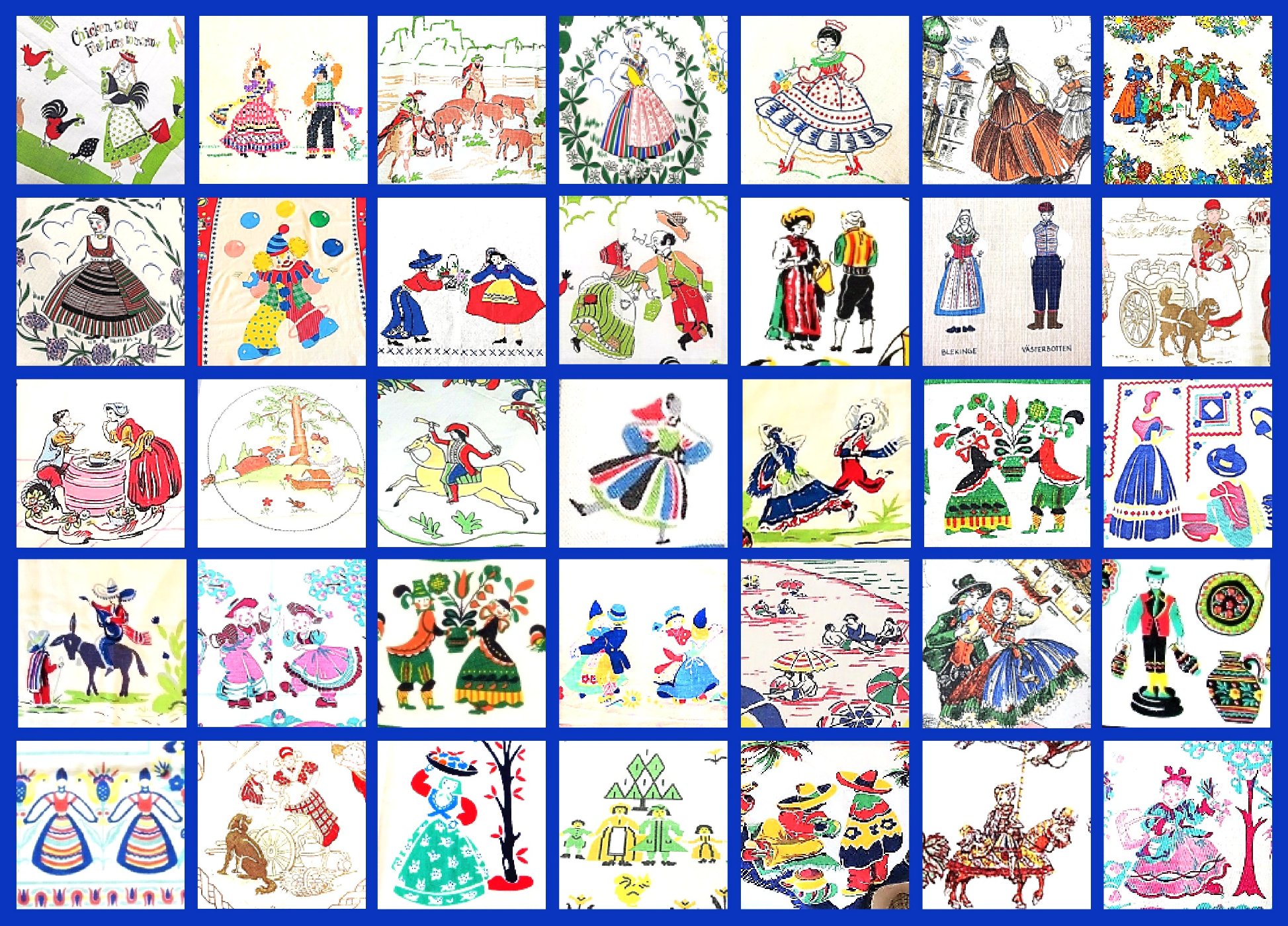 Solve PATCHWORK TABLECLOTH PEOPLE jigsaw puzzle online with 70 pieces