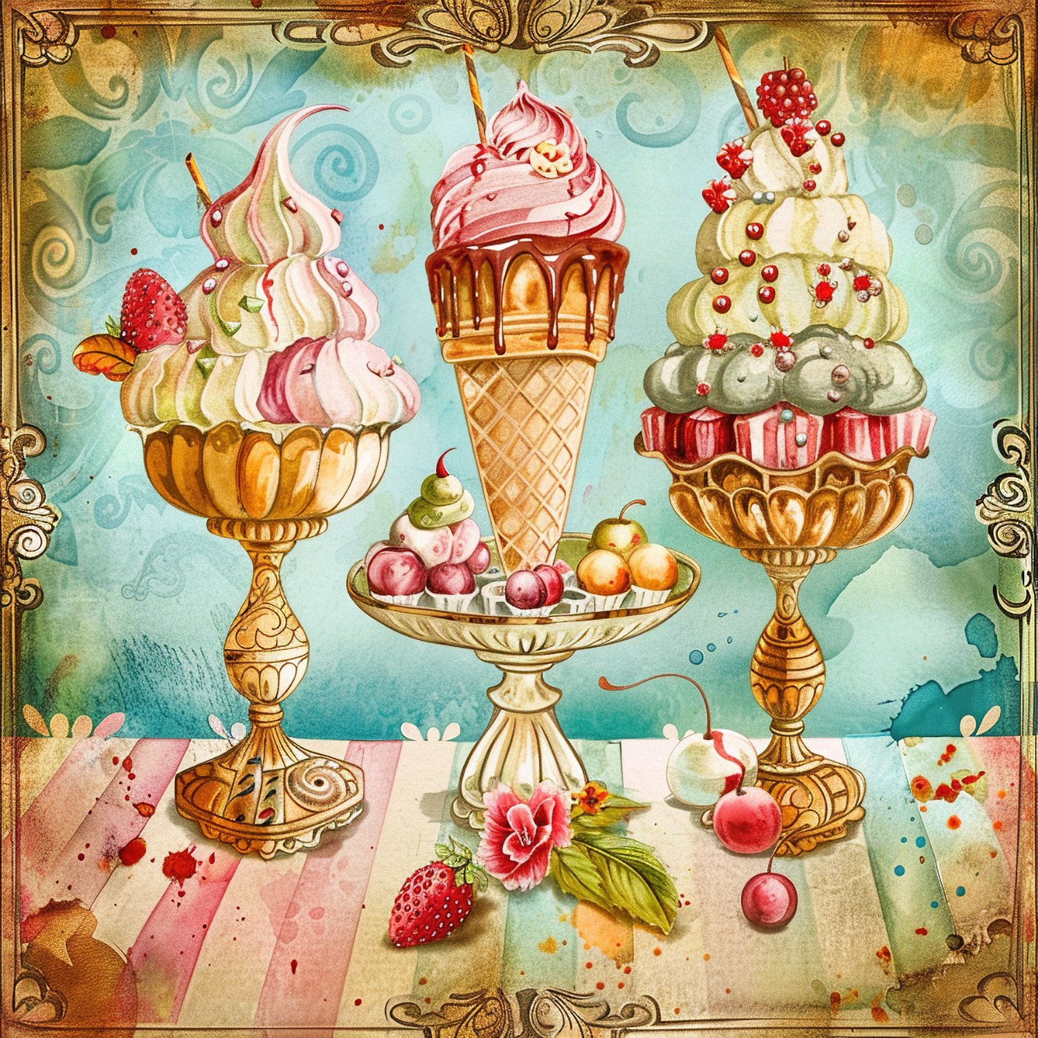 Solve Vintage Ice Cream Parlor jigsaw puzzle online with 100 pieces