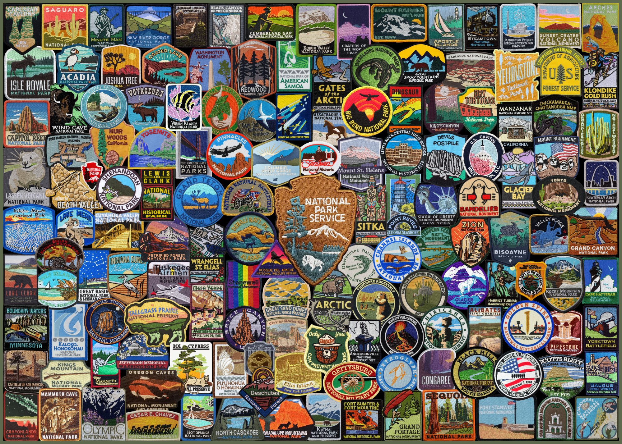 Solve national parks patches puzzle jigsaw puzzle online with 600 pieces