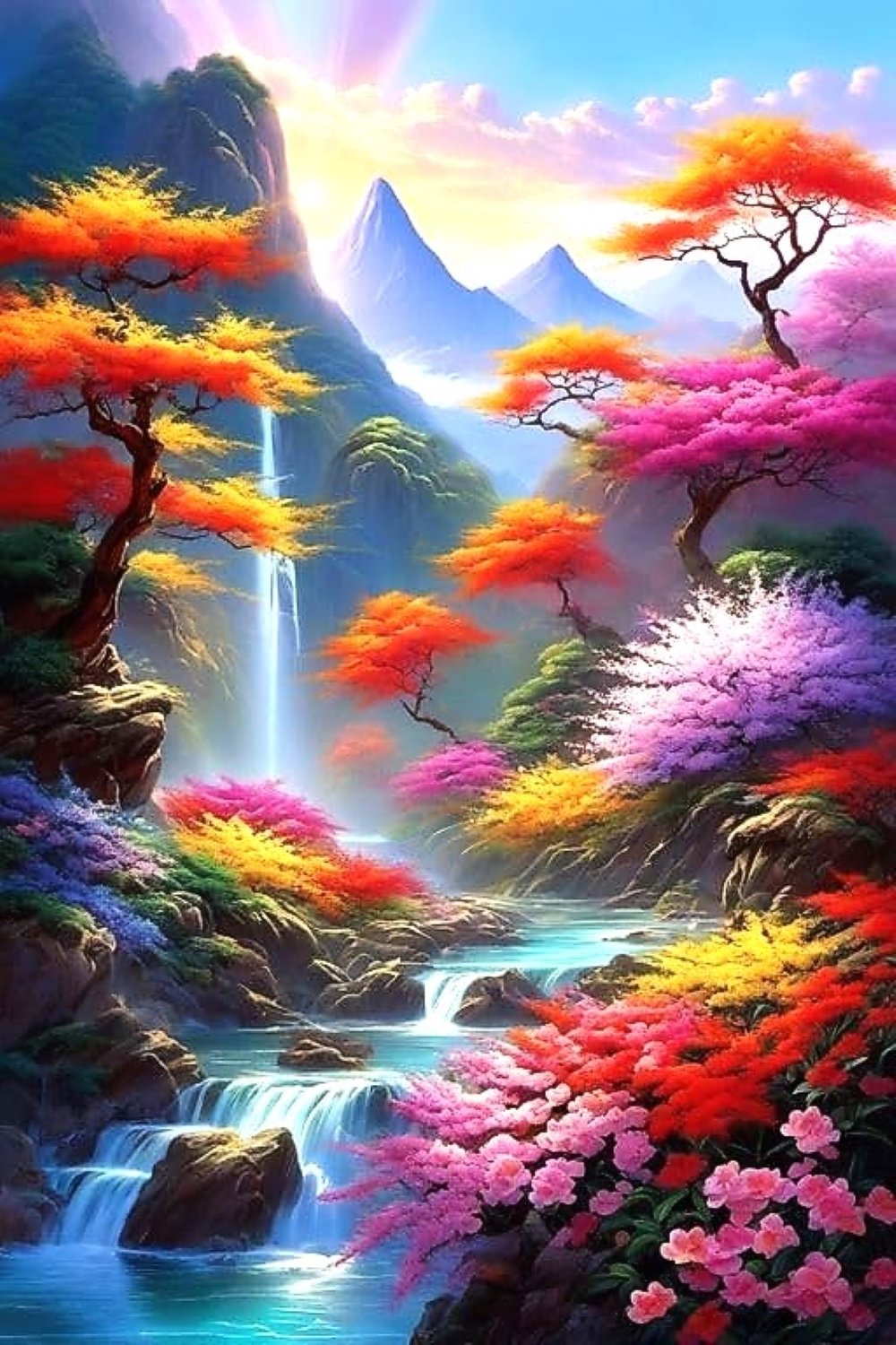 Solve Waterfall Scene jigsaw puzzle online with 77 pieces