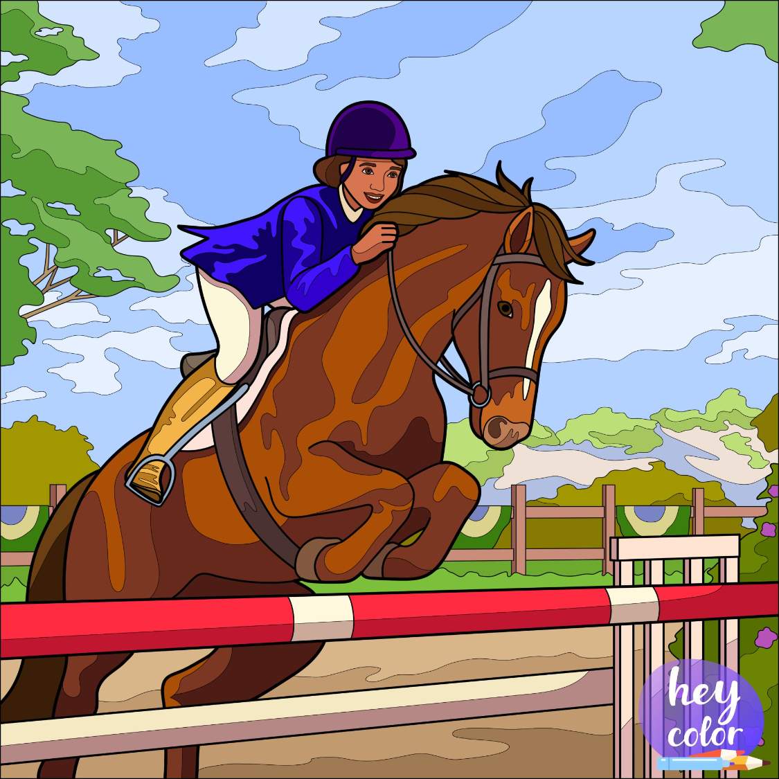 Solve PUZZLE Horse Jumping jigsaw puzzle online with 81 pieces