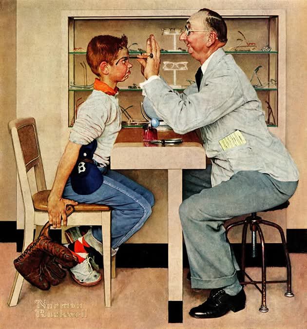 Solve Norman Rockwell jigsaw puzzle online with 56 pieces