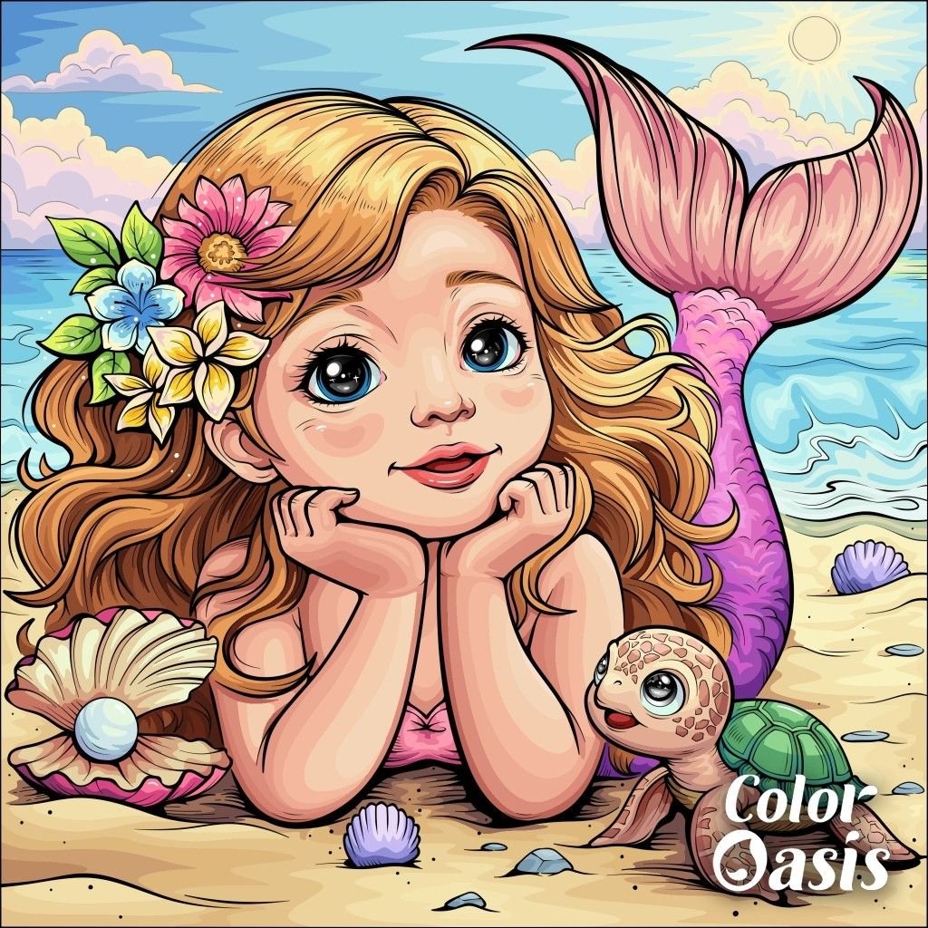 Solve PUZZLE - Cute Little Mermaid jigsaw puzzle online with 81 pieces