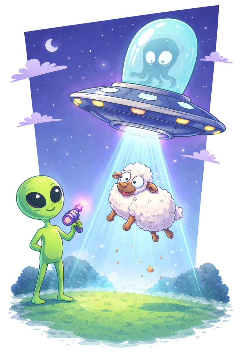 Solve Alien and Sheep jigsaw puzzle online with 294 pieces