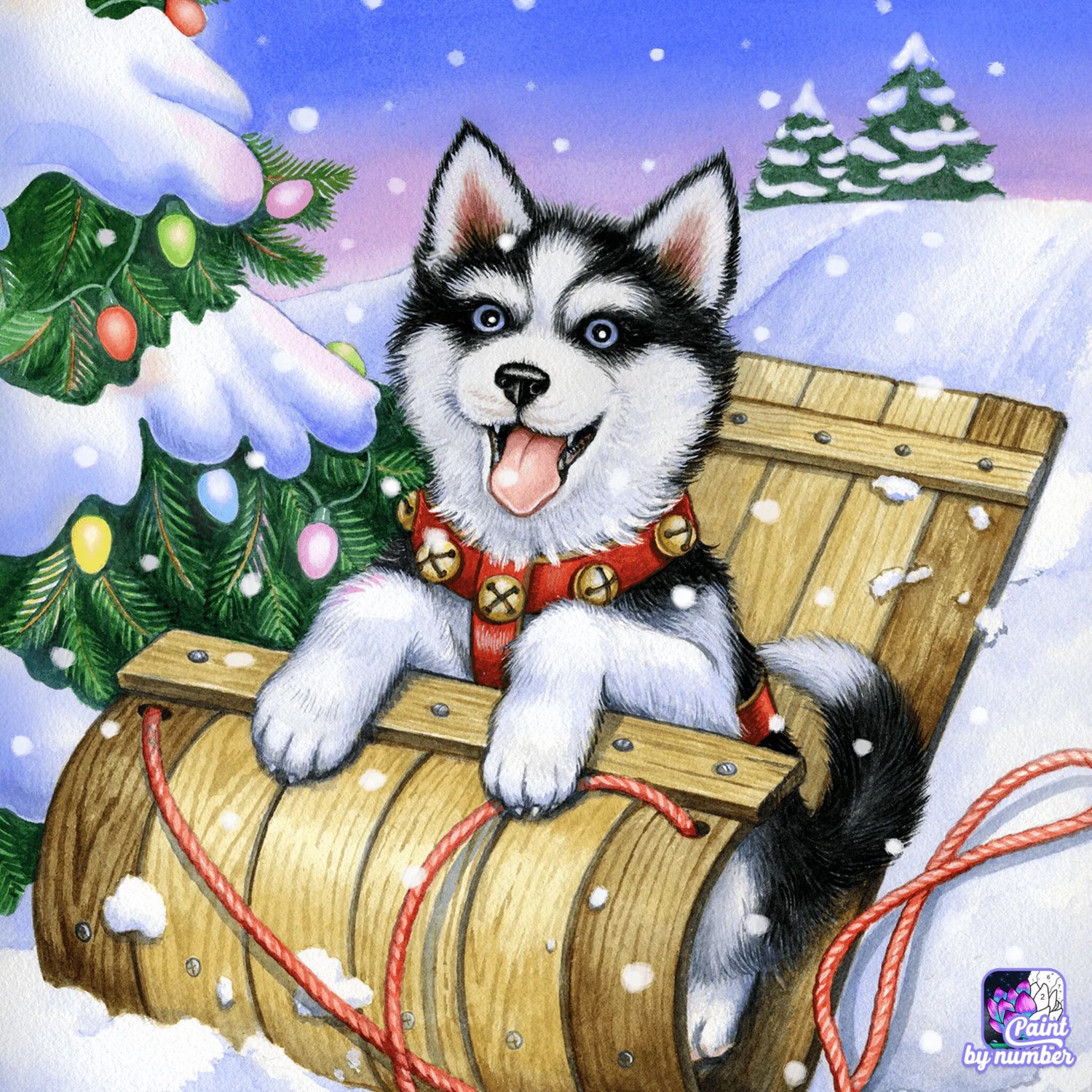 Solve PUZZLE Huskey Puppy On Toboggan jigsaw puzzle online with 196