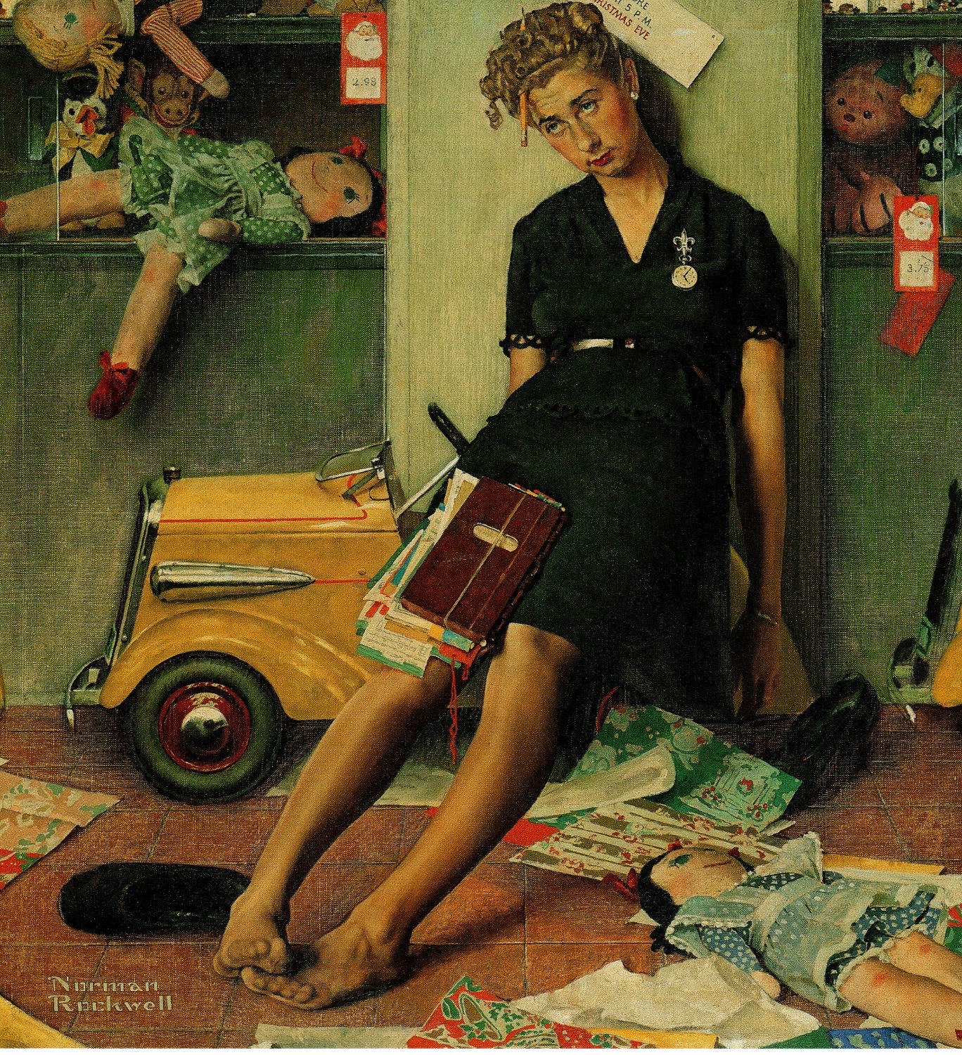 Solve Tired Sales Girl Christmas Eve {Norman Rockwell 1947} jigsaw ...