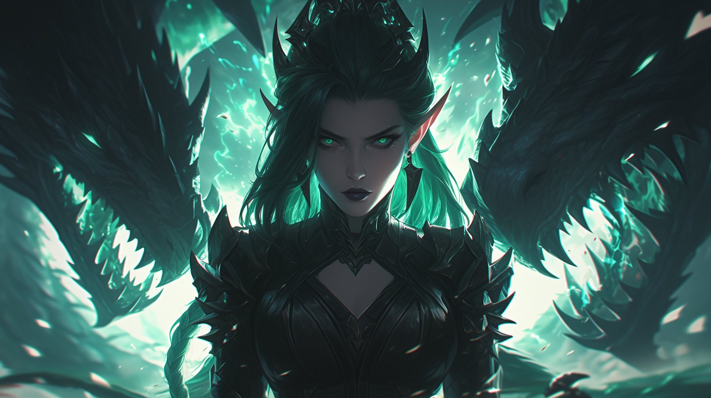 Solve villain elf and her angry dragons jigsaw puzzle online with 336