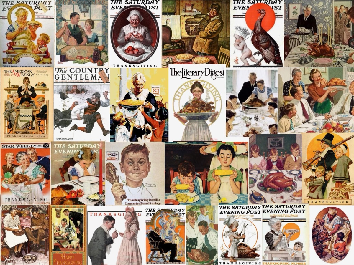 Solve A Norman Rockwell Thanksgiving jigsaw puzzle online with 70 pieces