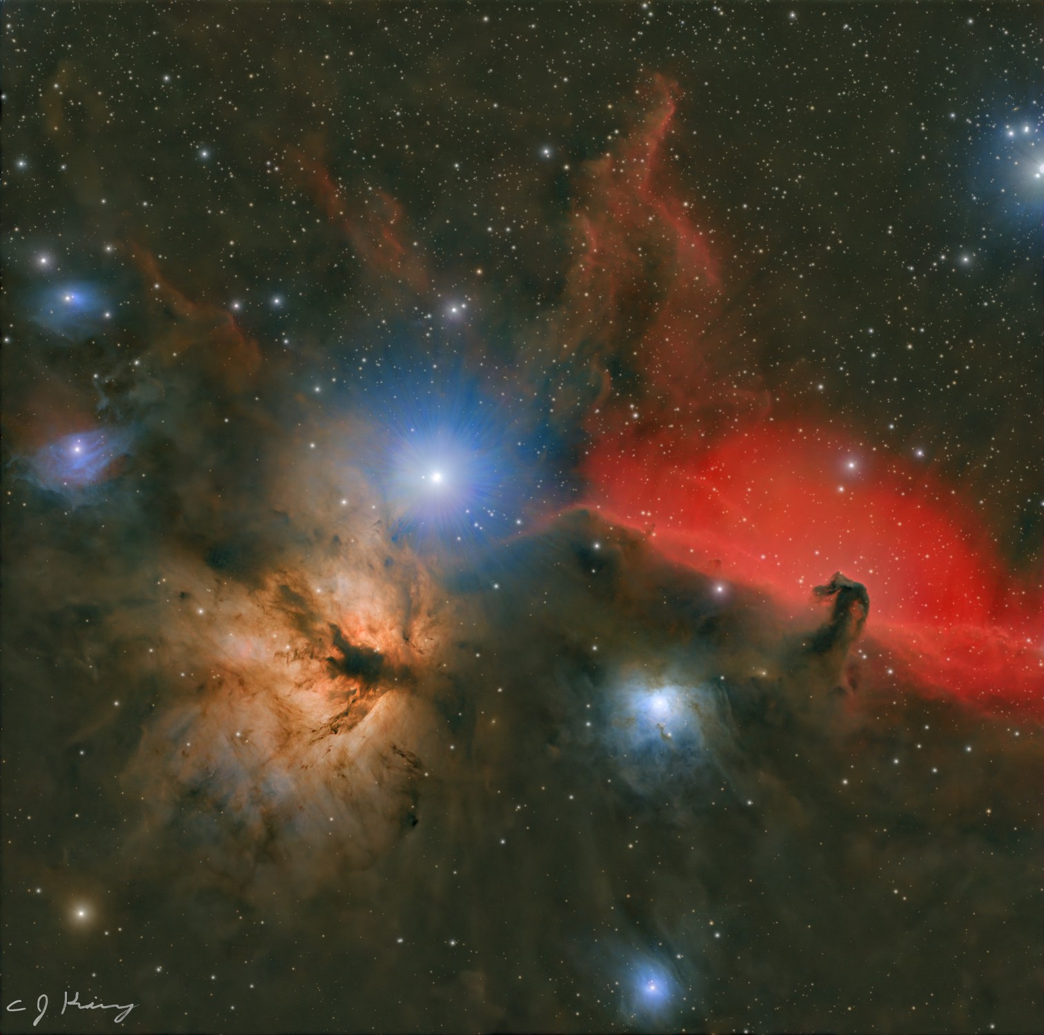Solve The Flame and Horsehead Nebulae jigsaw puzzle online with 169 pieces