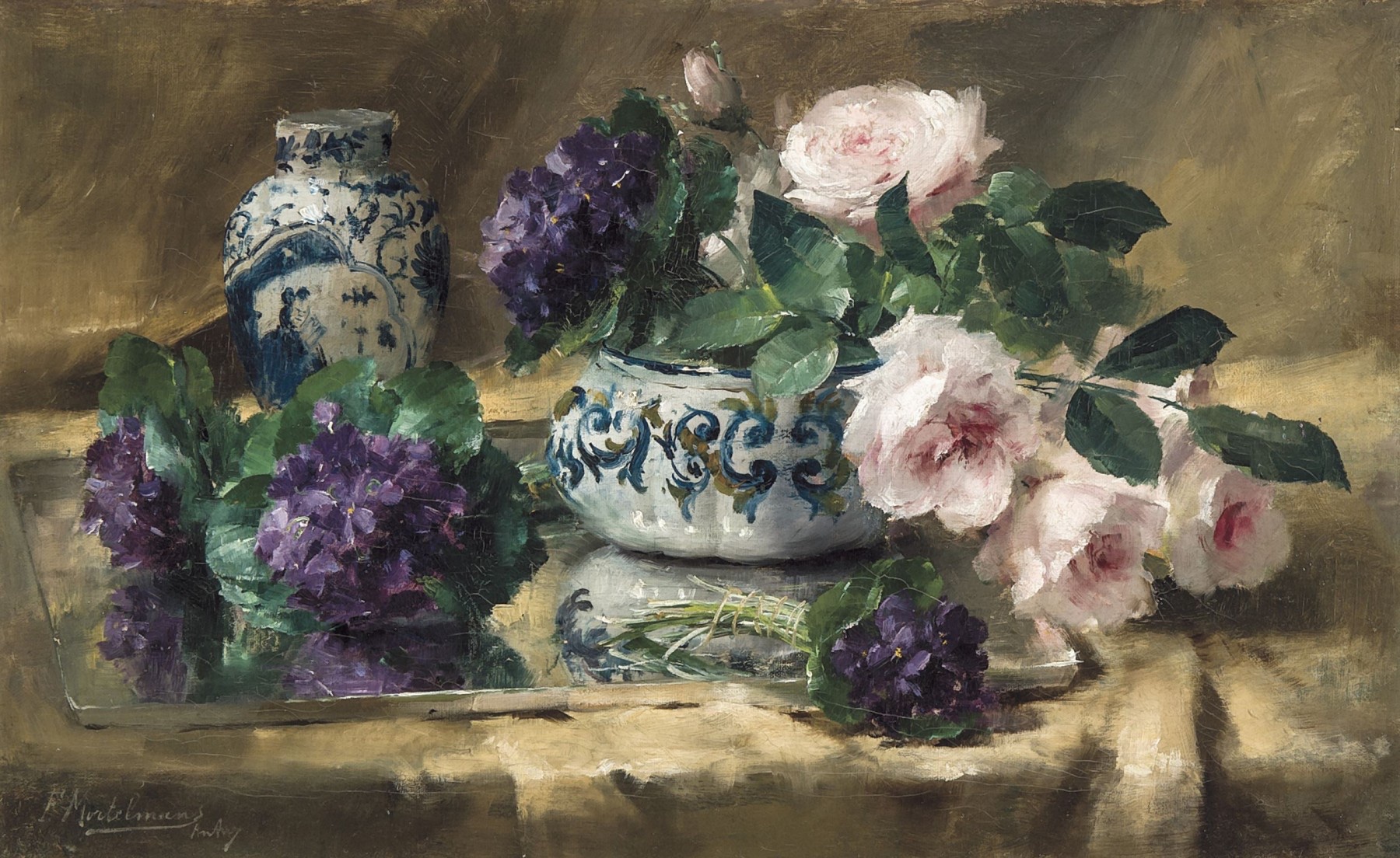 Jigsaw Puzzle | 198 pieces | Frans Mortelmans - Still life with roses ...