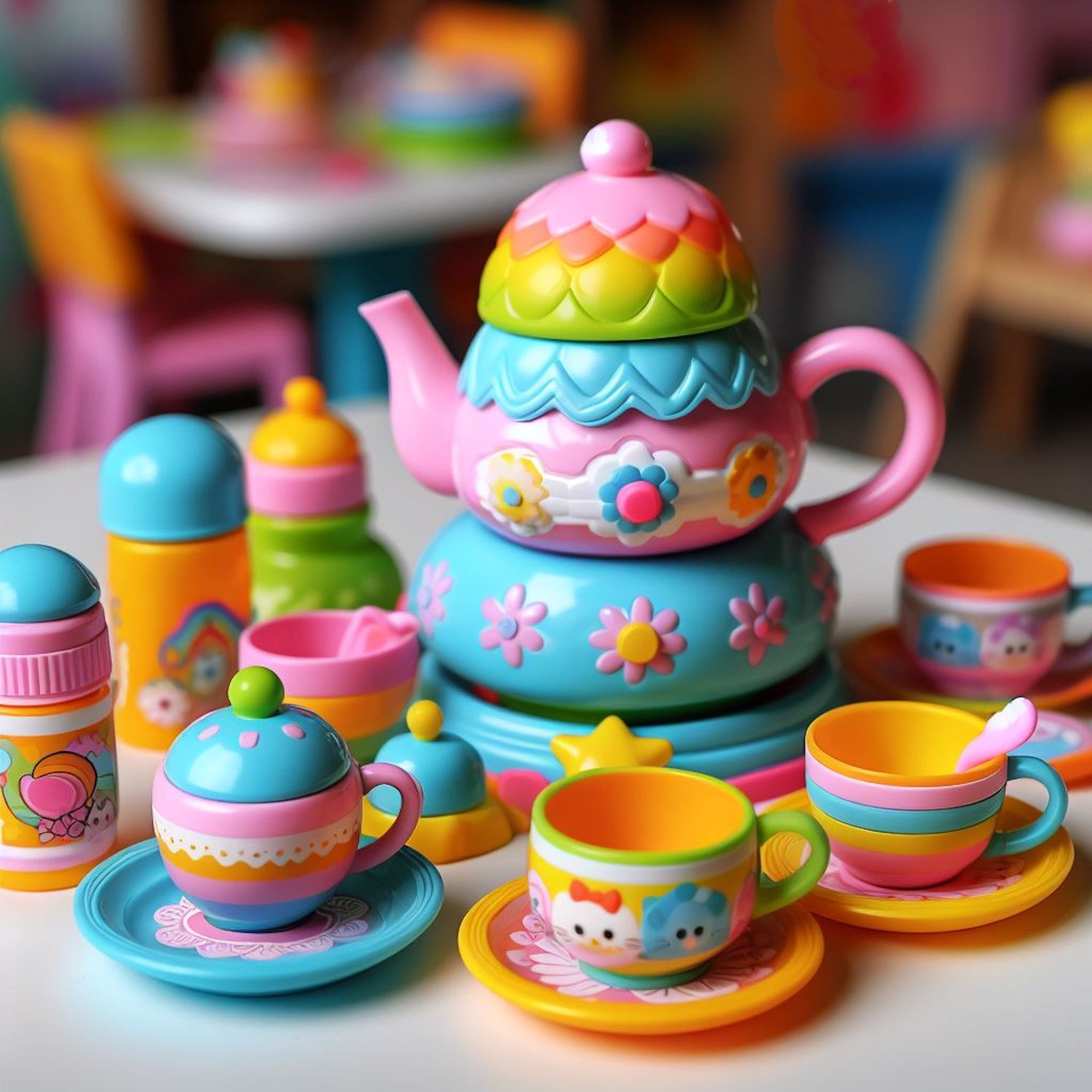 Solve PLASTIC TEA SET jigsaw puzzle online with 100 pieces
