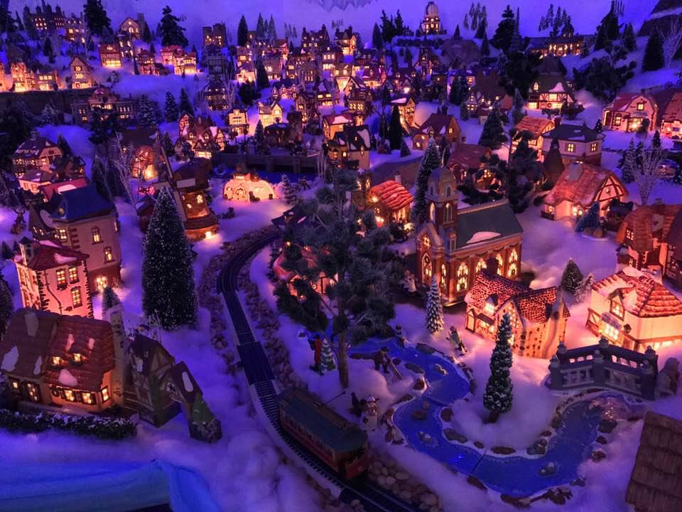 Solve Snow train village jigsaw puzzle online with 192 pieces
