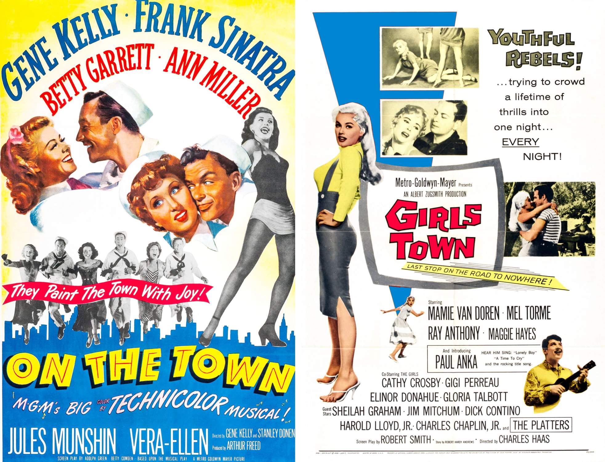 Solve On the Town 1949 and Girls Town 1959 jigsaw puzzle online