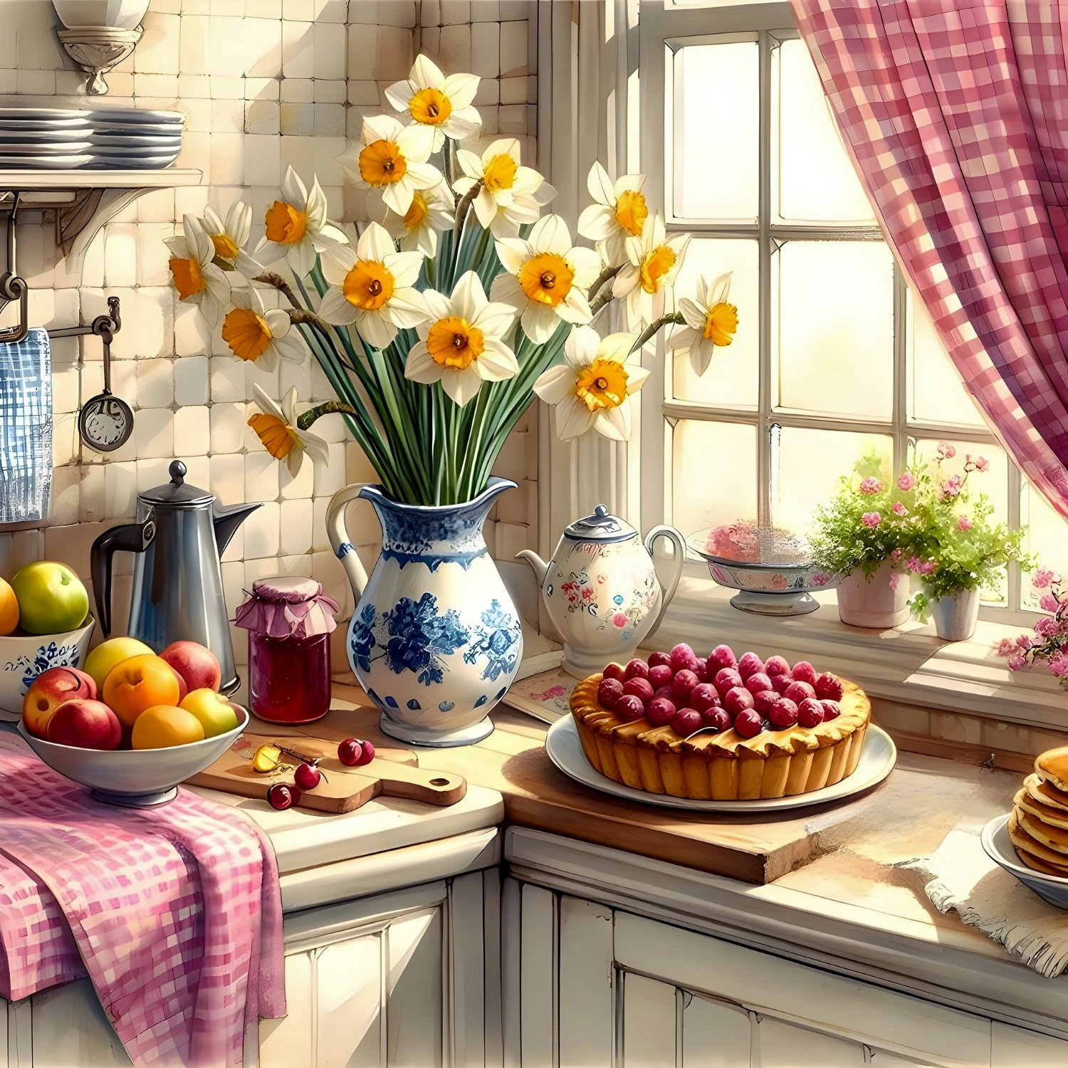 Solve Morning in the Kitchen, resizable 9 to 600 pieces jigsaw puzzle