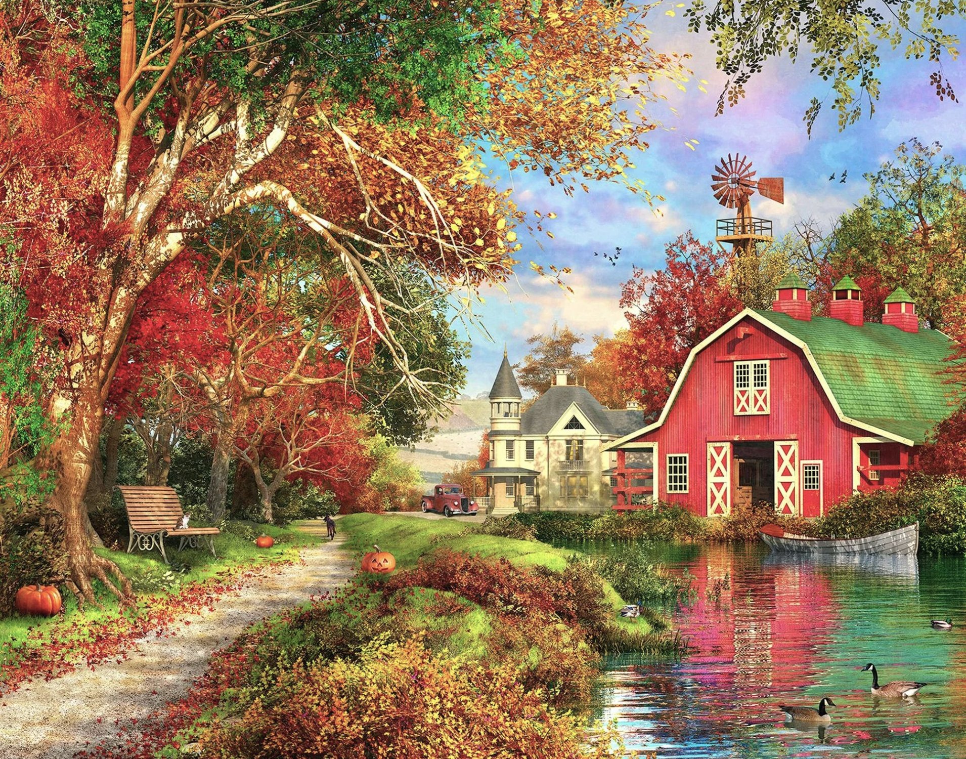 Solve Autumn Barn jigsaw puzzle online with 99 pieces