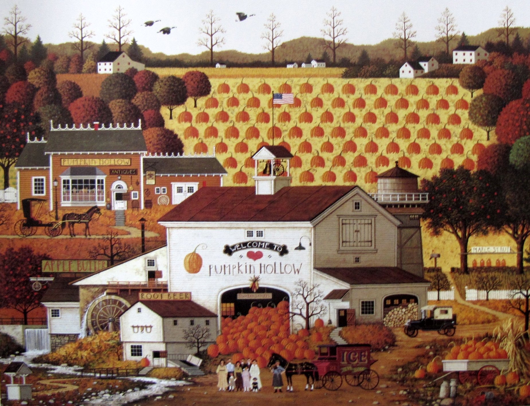 Solve Pumpkin Hollow {Charles Wysocki} jigsaw puzzle online with 192 pieces