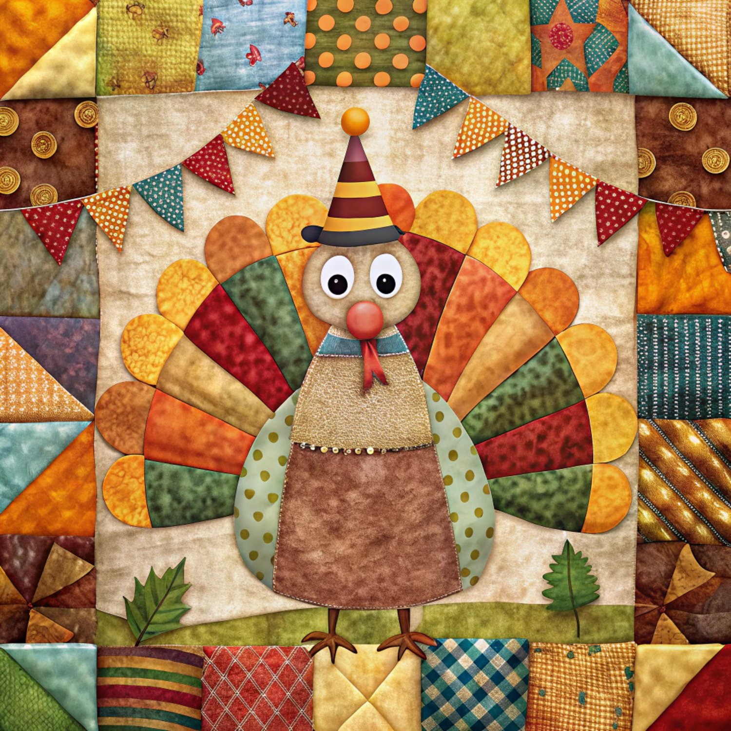 Patchwork Turkey Pattern Solve Turkey Patchwork jigsaw puzzle online with 121 pieces