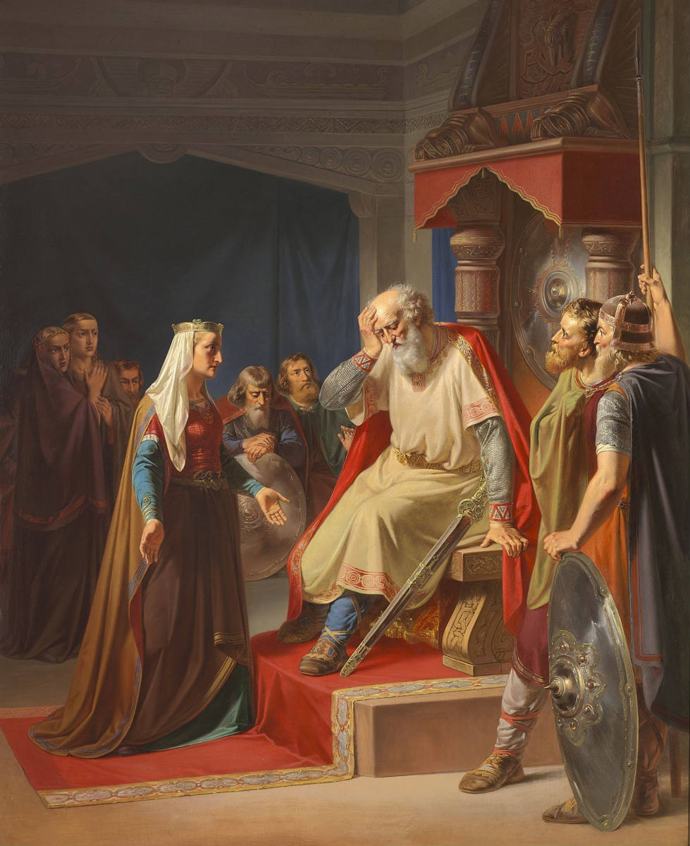 Solve Queen Thyra Danebod tells Gorm the Old of the death of his son