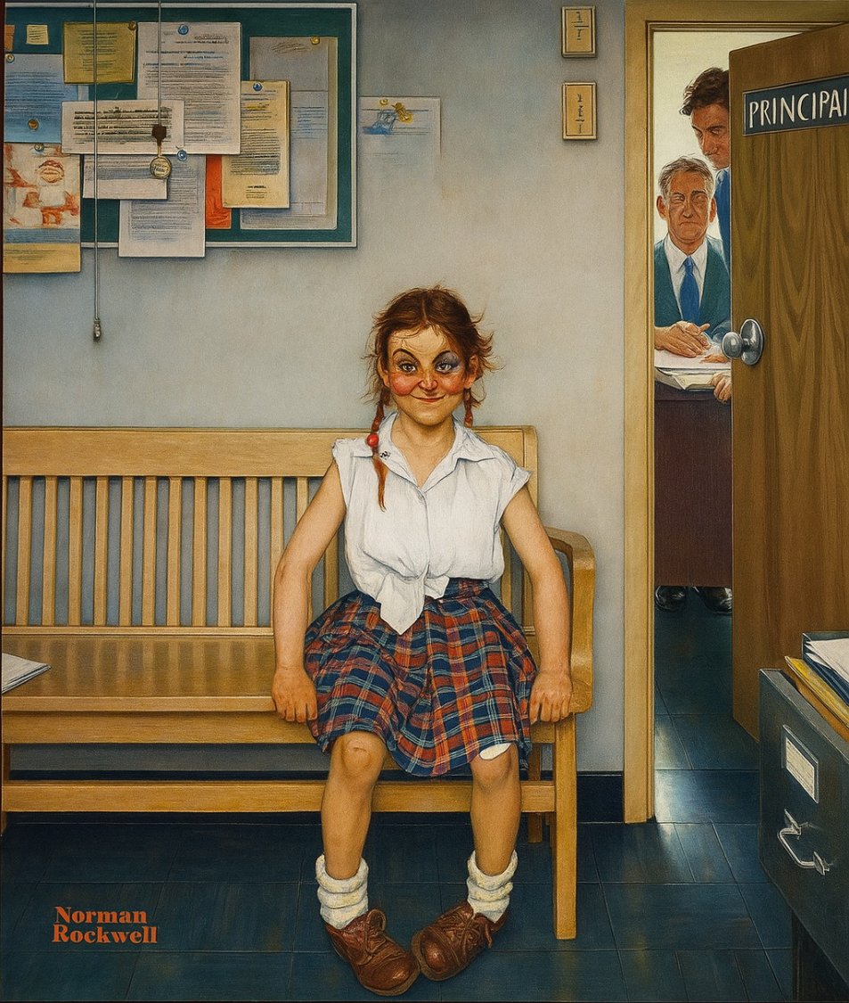 Solve Norman Rockwell jigsaw puzzle online with 9 pieces