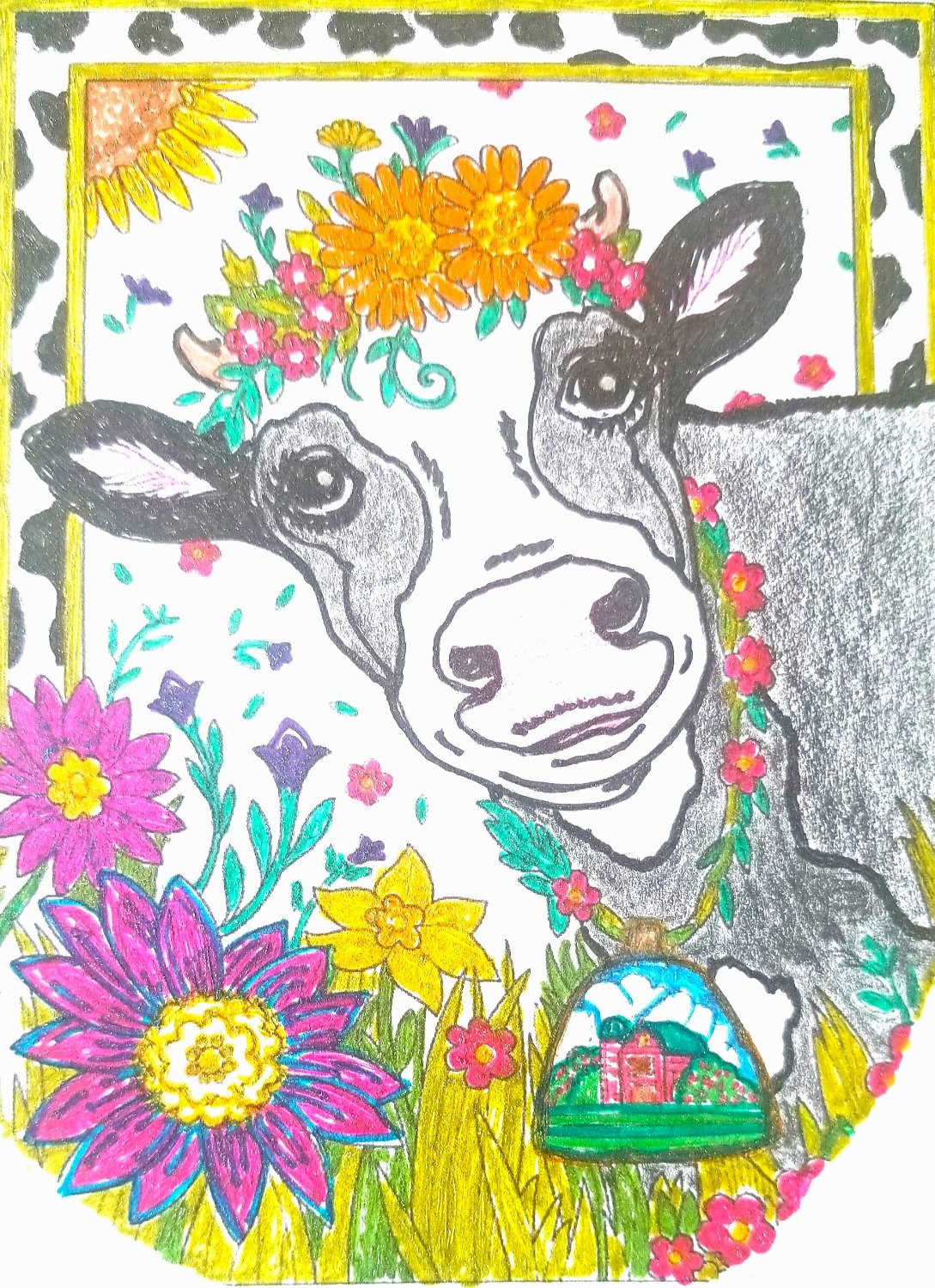 Spring Cow Drawings Solve Spring Cow jigsaw puzzle online with 70 pieces