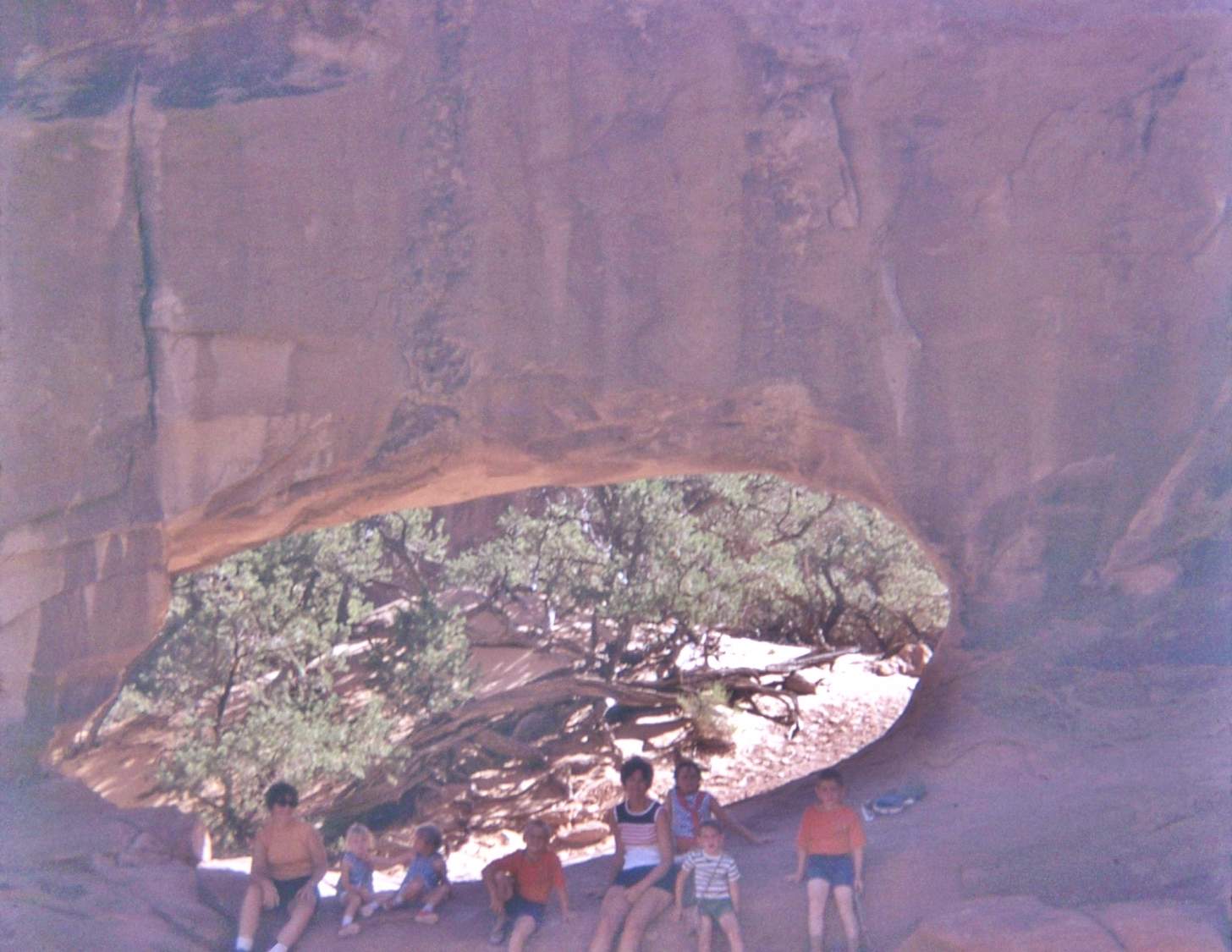 Stuart Welcome Arch Solve '72 Arches Trip--Donna, Rachel, Rhonda, Stuart, Janet, Stacey ...