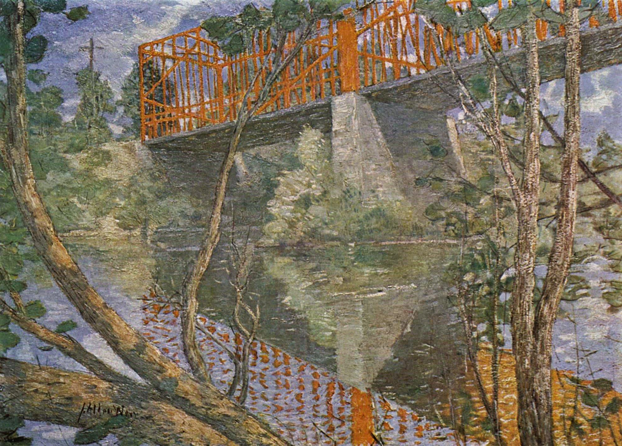 Solve Julian Alden Weir - (American, 1852 - 1919) - The Red Bridge ...