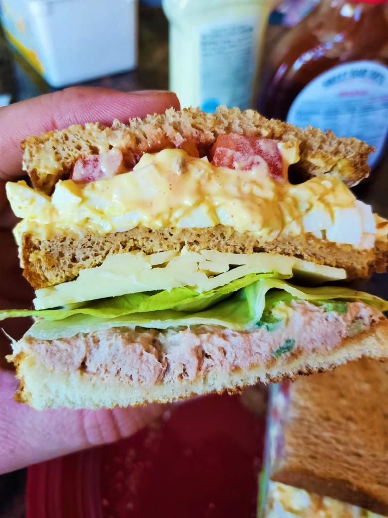 Solve Egg salad, tuna salad, and Pepper Jack cheese sandwich jigsaw