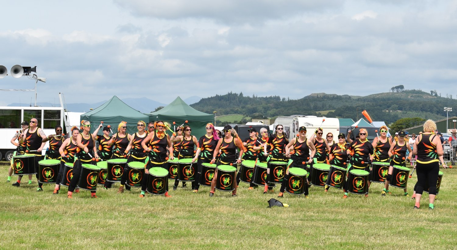 Solve Drum band at the Cumbria vintage vehicle event. jigsaw puzzle