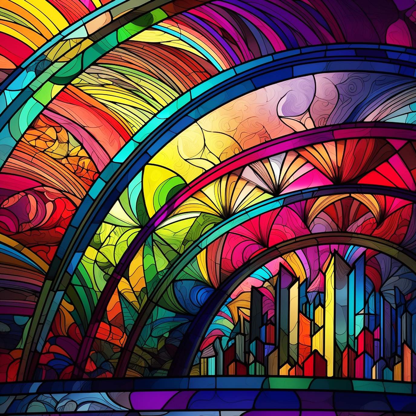 Solve Abstract stained glass window jigsaw puzzle online with 121 pieces