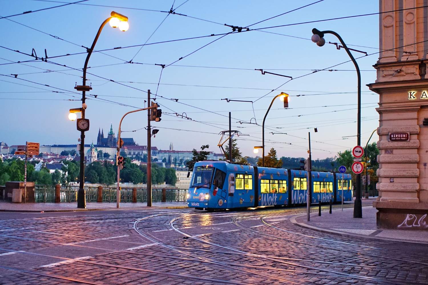 Solve Tramvaj u kavárny Slavie Tram near the Slavie café, Prague
