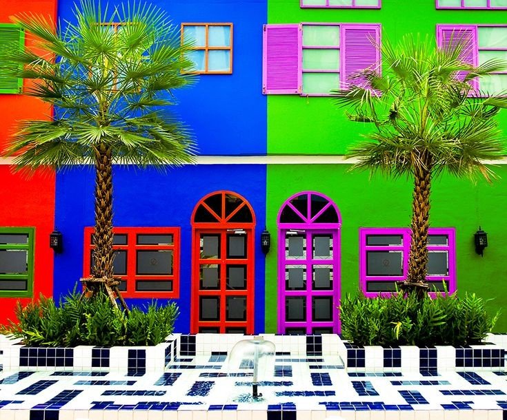 Solve Rainbow Apartments jigsaw puzzle online with 72 pieces
