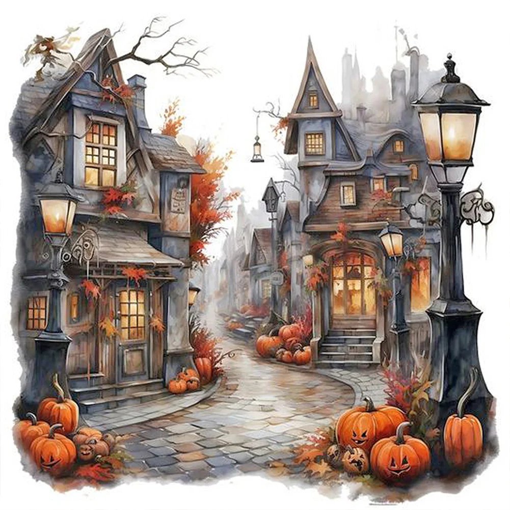 Solve Pumpkin Street The Art of Needlework jigsaw puzzle online with 256 pieces