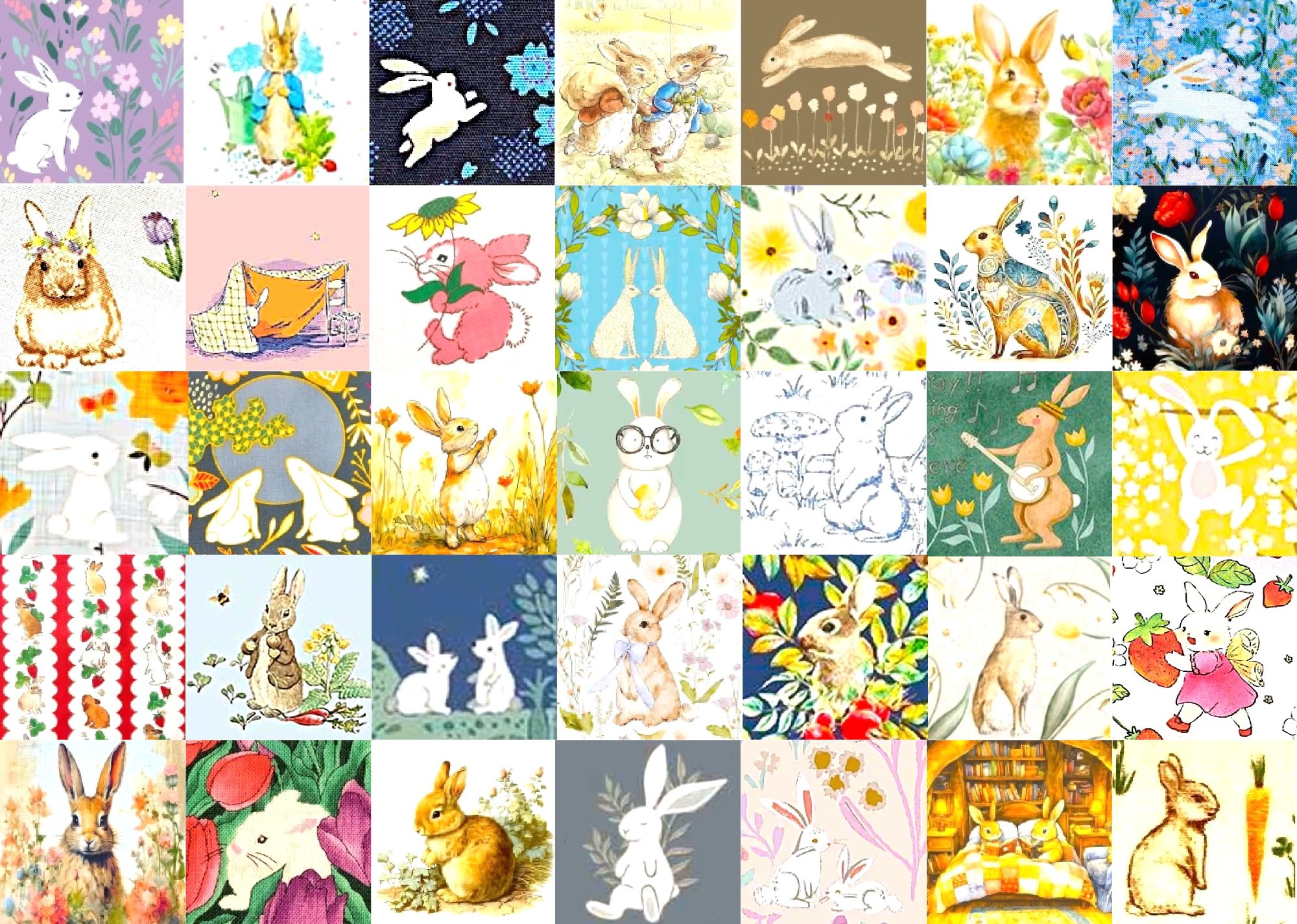 Solve PATCHWORK RABBITS jigsaw puzzle online with 234 pieces