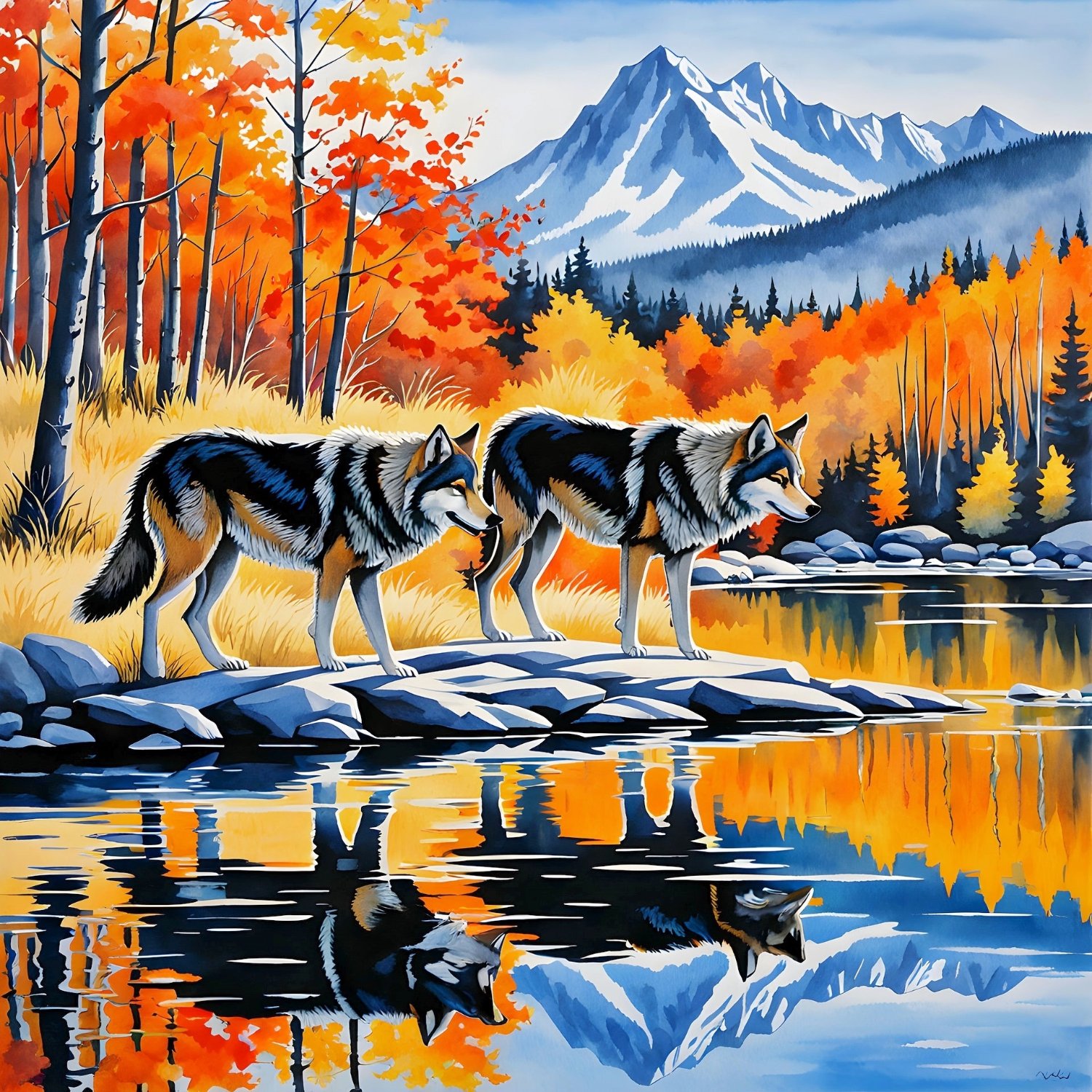Solve Wolves, resizable 9 to 600 pieces jigsaw puzzle online with 64 pieces