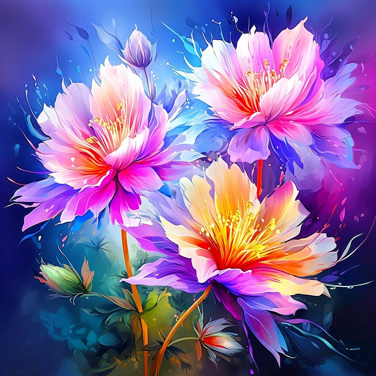 Solve Bright Flowers, resizable 9 to 483 pieces jigsaw puzzle online ...