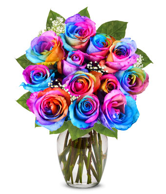 Solve One Dozen Wild Rainbow Roses jigsaw puzzle online with 30 pieces