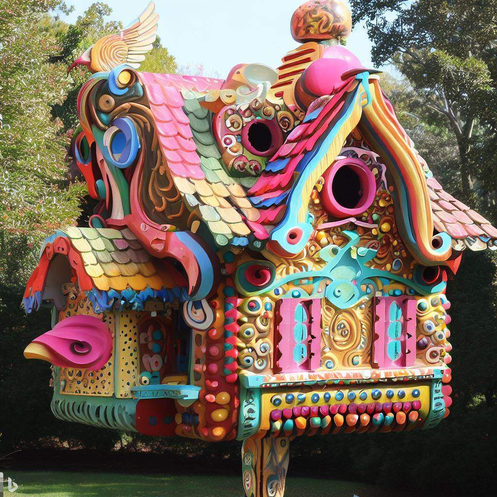 Solve Bedazzled Birdhouse jigsaw puzzle online with 256 pieces
