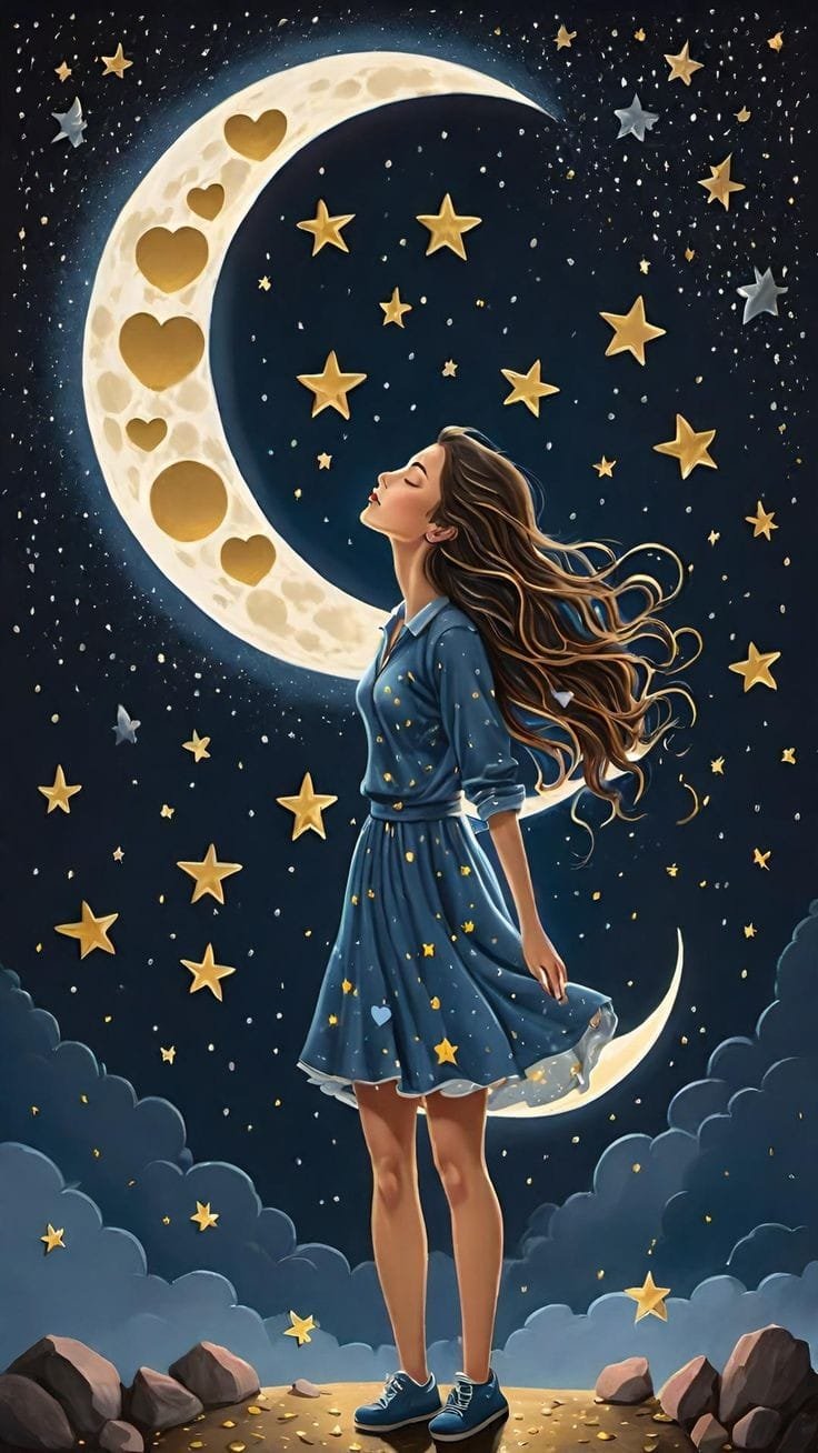 Jigsaw Puzzle | 252 pieces | Lady moon and stars * | Jigidi