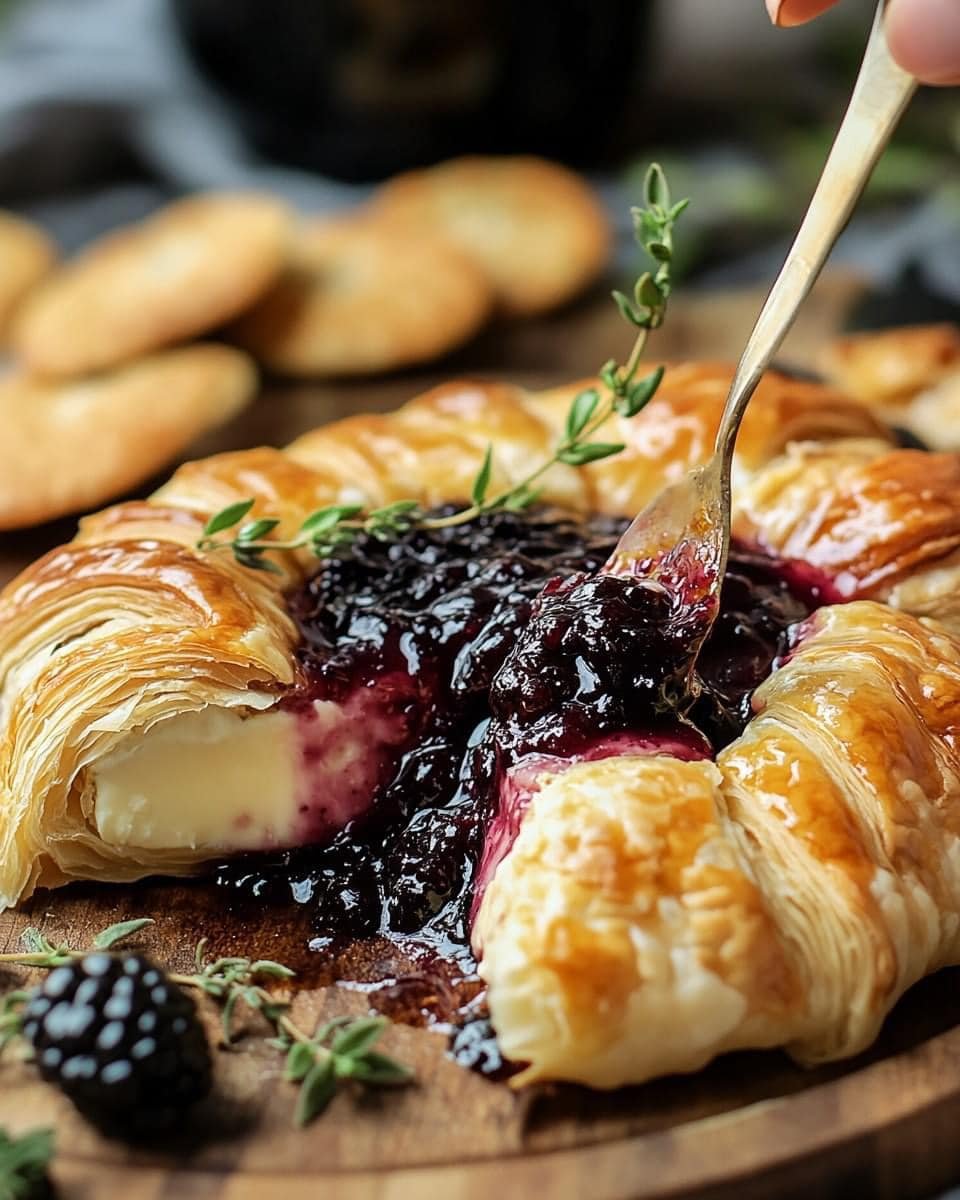 Solve Breakfast? Dinner's Desert? Blackberry Jam Baked Brie in Puff