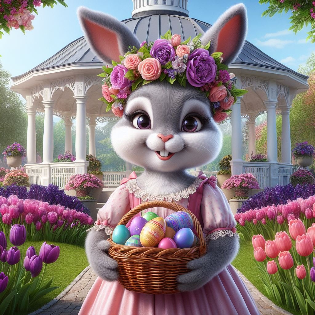 Solve Miss Rabbit in the park jigsaw puzzle online with 49 pieces