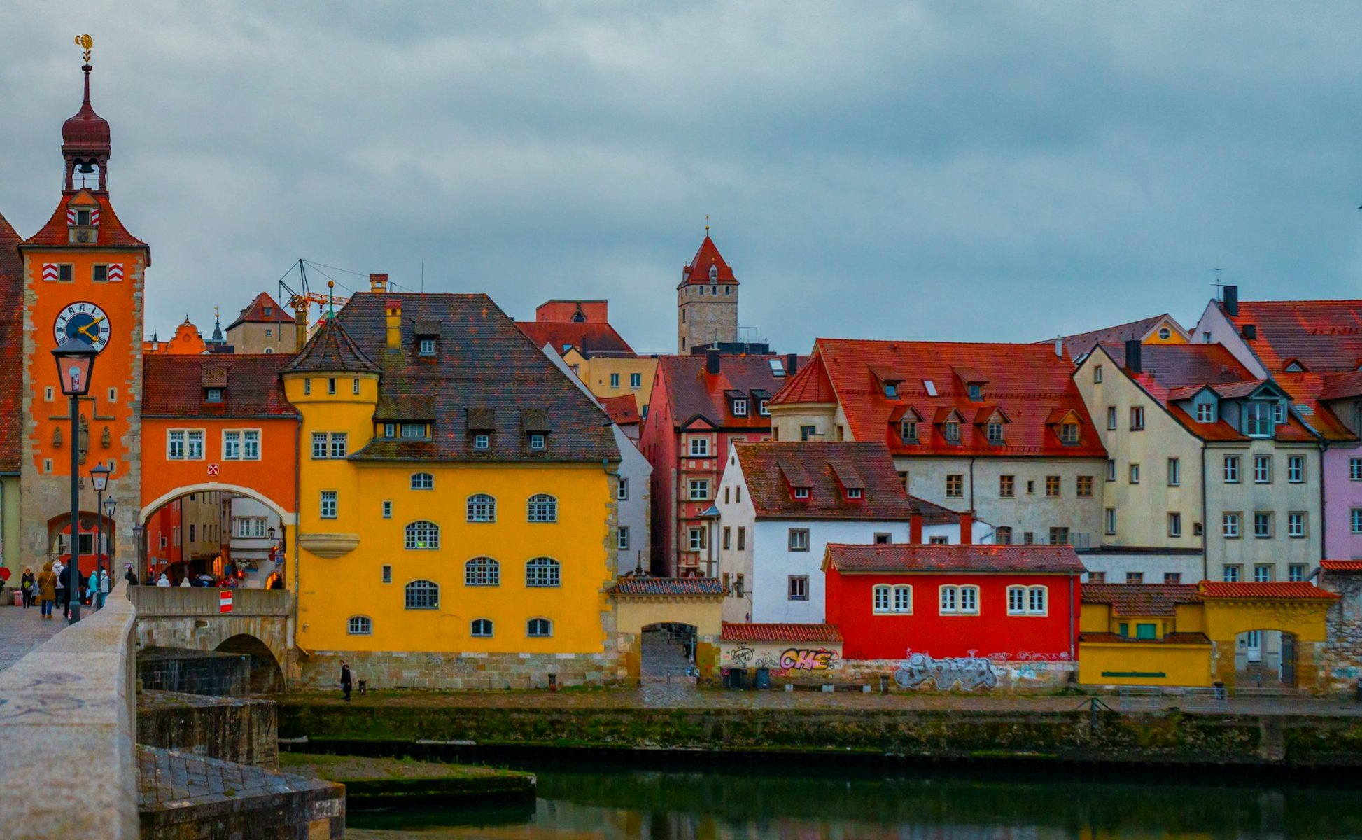 Solve Colorful buildings. Regensburg Germany jigsaw puzzle online with ...