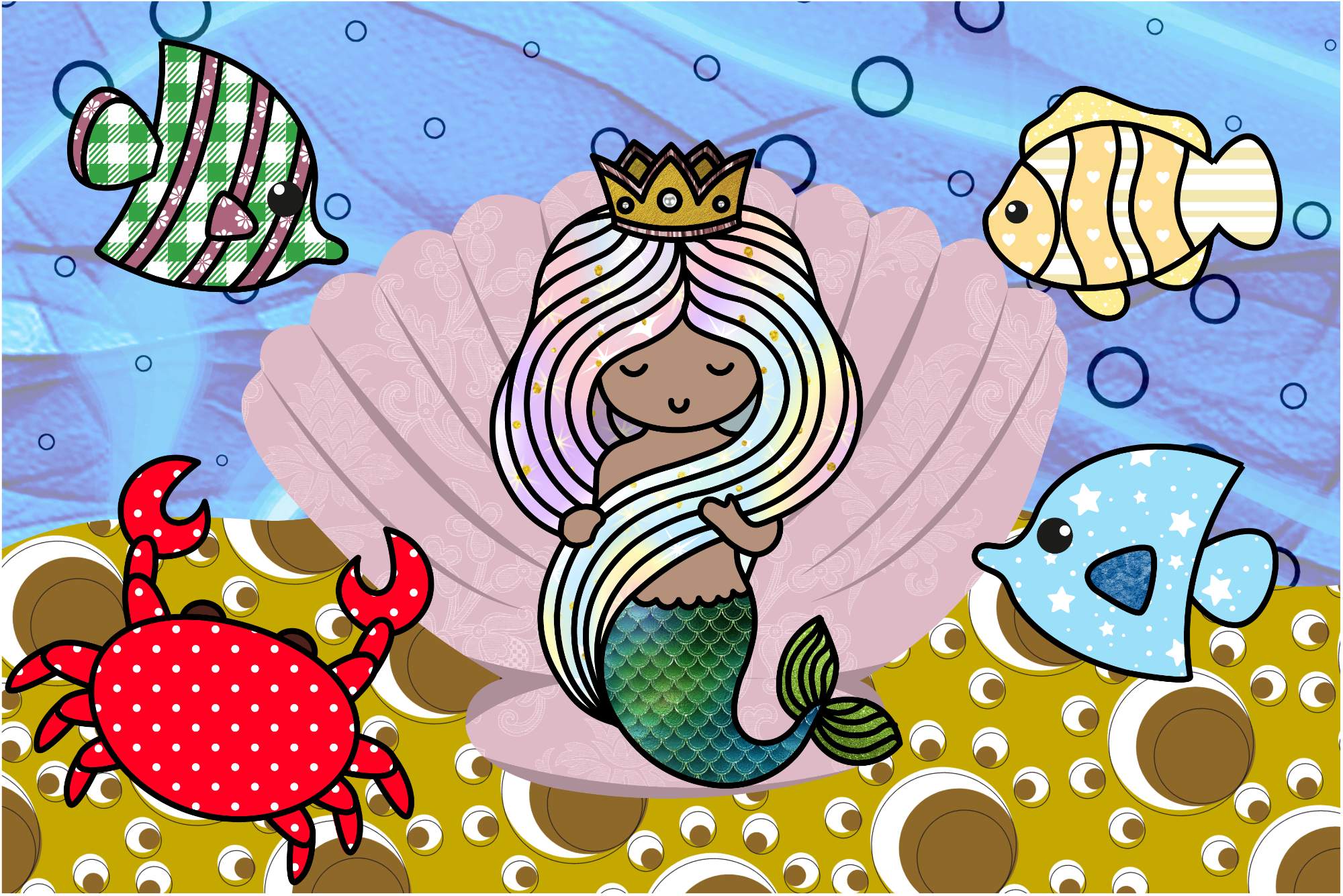 Solve Mermaid on a Shell jigsaw puzzle online with 600 pieces