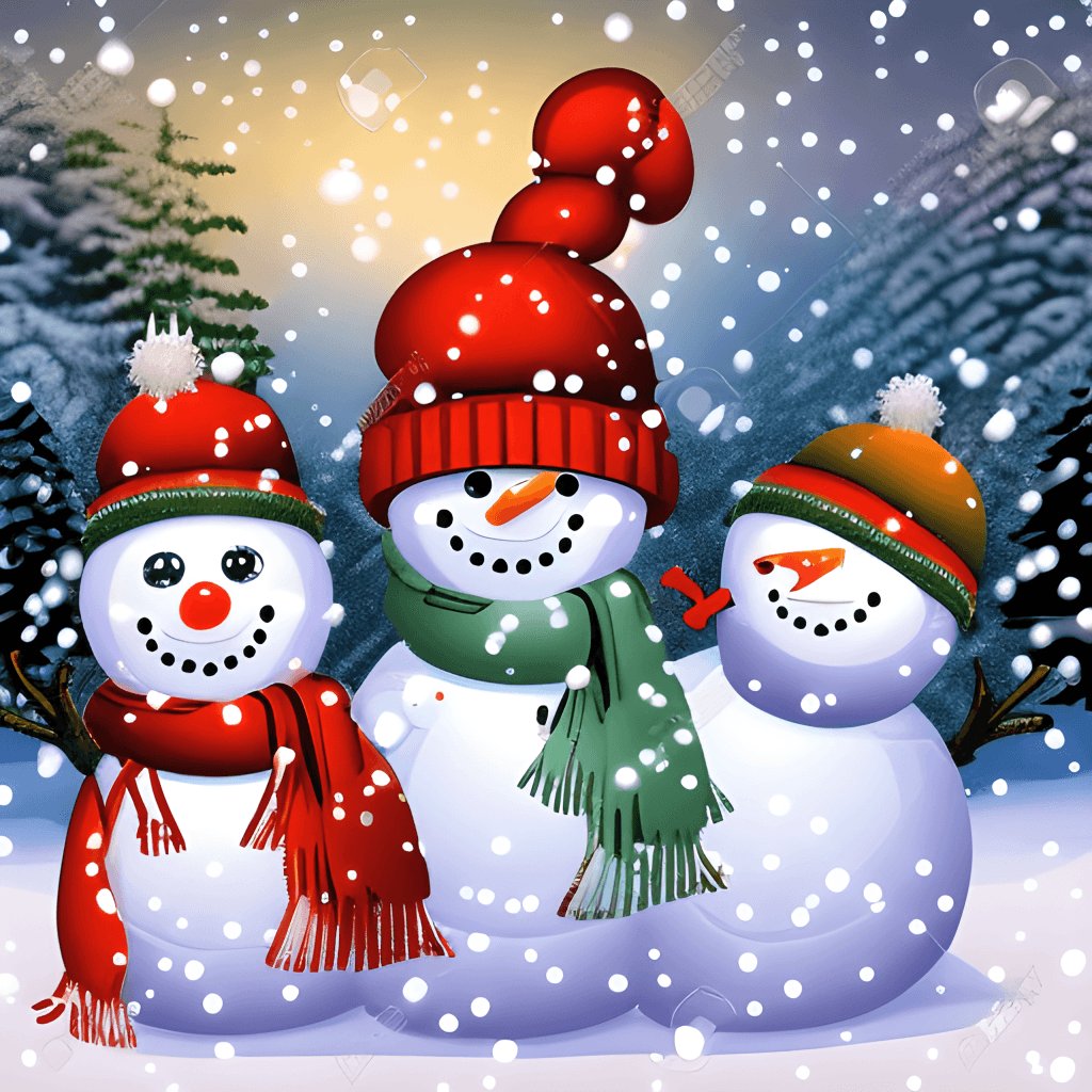 Solver Trio Solve Trio of snowmen jigsaw puzzle online with 81 pieces