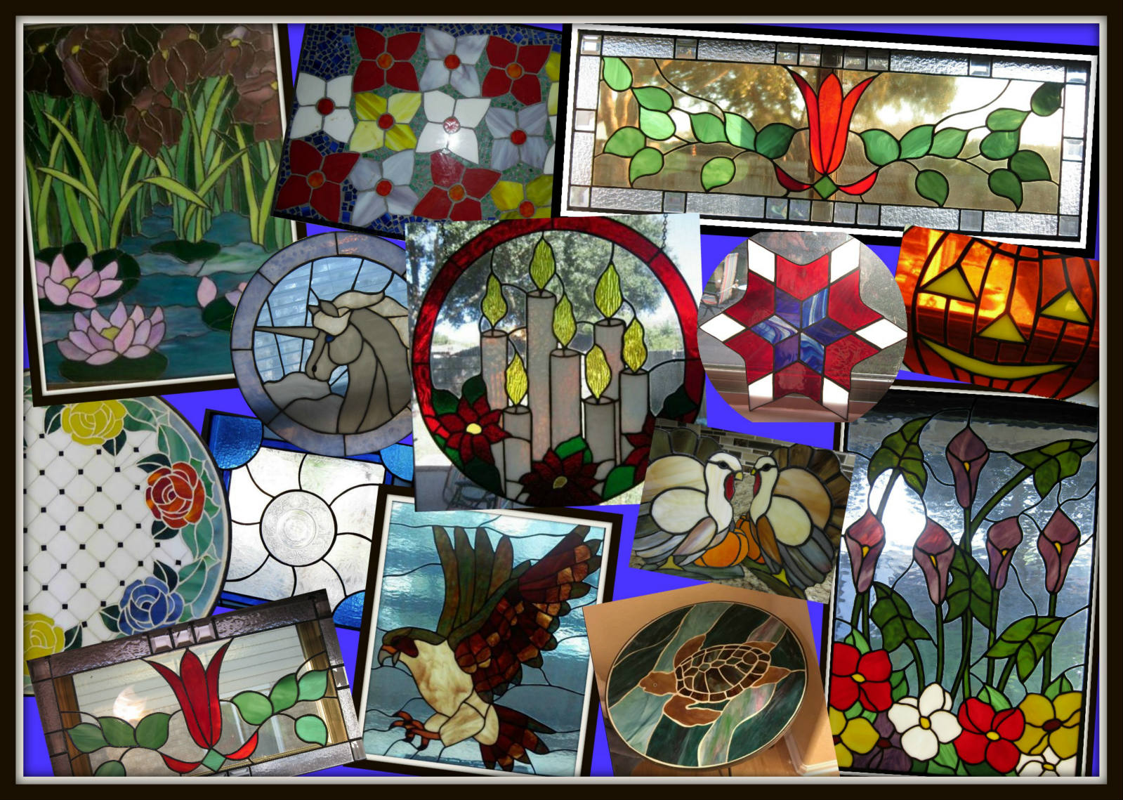 Solve Stained Glass Collage 2 jigsaw puzzle online with 408 pieces