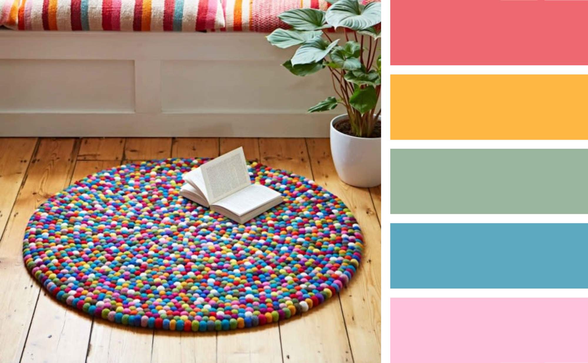 Solve Handmade Felt Ball Rug jigsaw puzzle online with 273 pieces