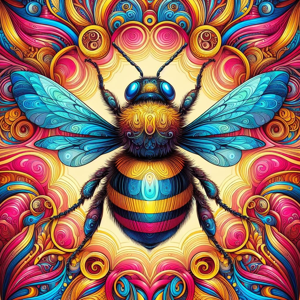 Solve Psychedelic Bumblebee AI Generated. jigsaw puzzle online with