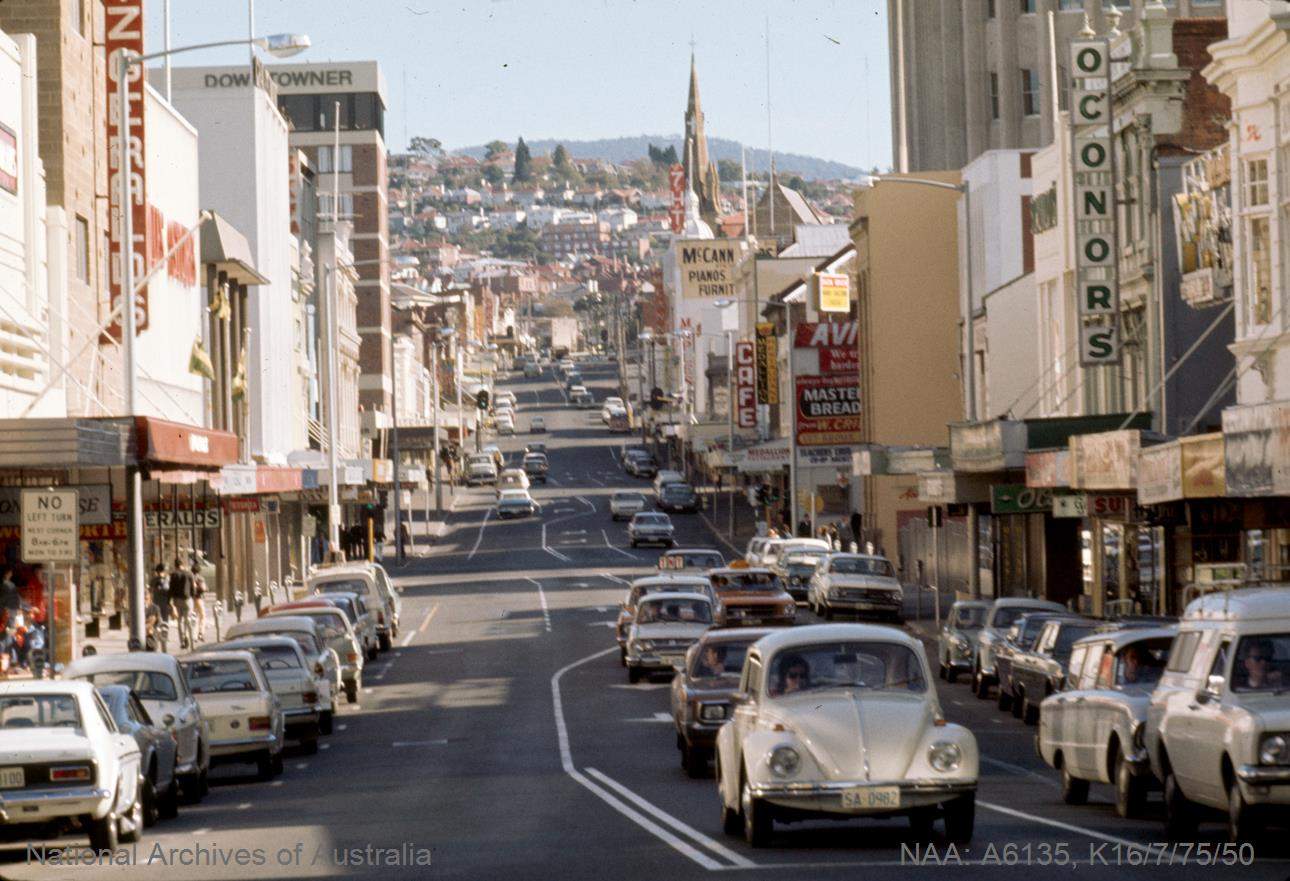 Solve Elizabeth Street in Hobart Tasmania1975 jigsaw puzzle online with