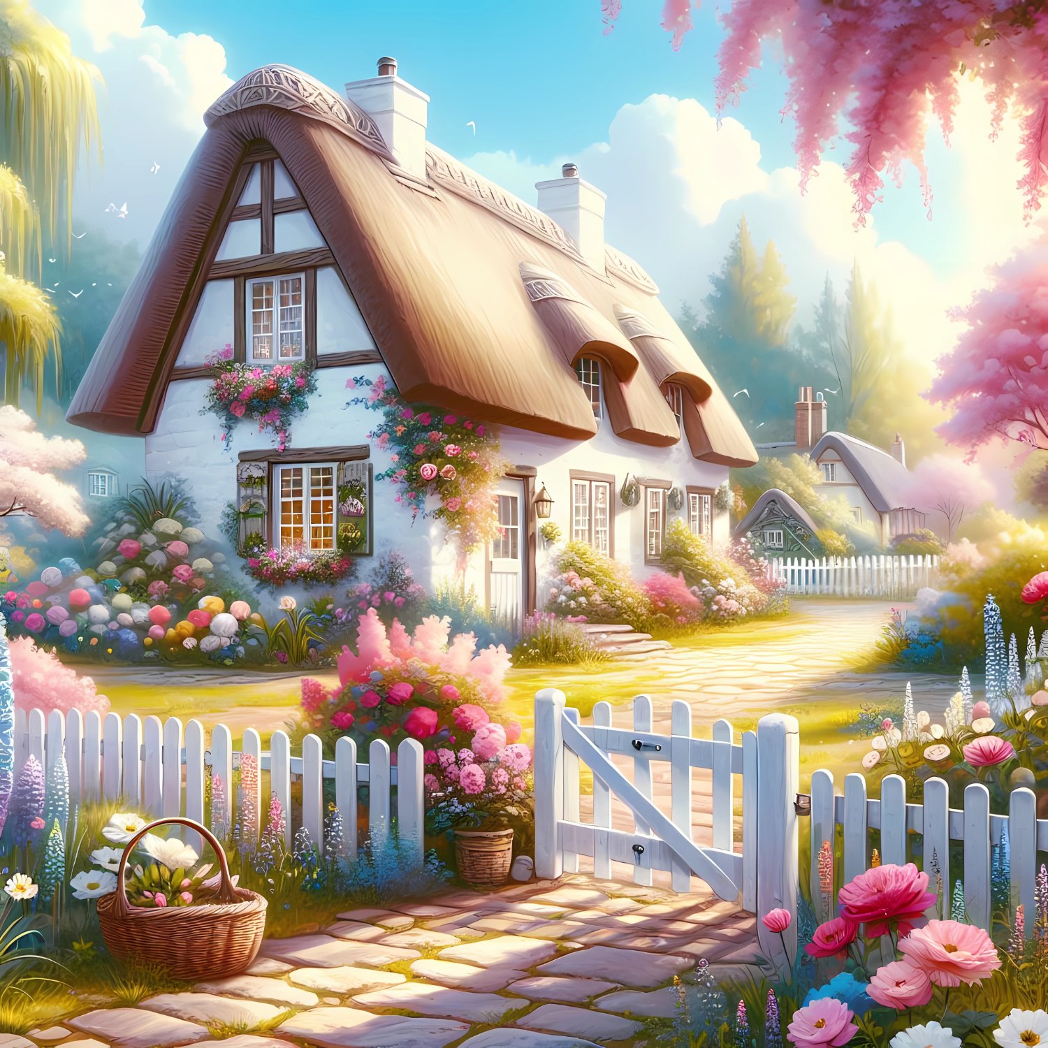 Jigsaw Puzzle 256 pieces Cottage with Picket Fence Jigidi