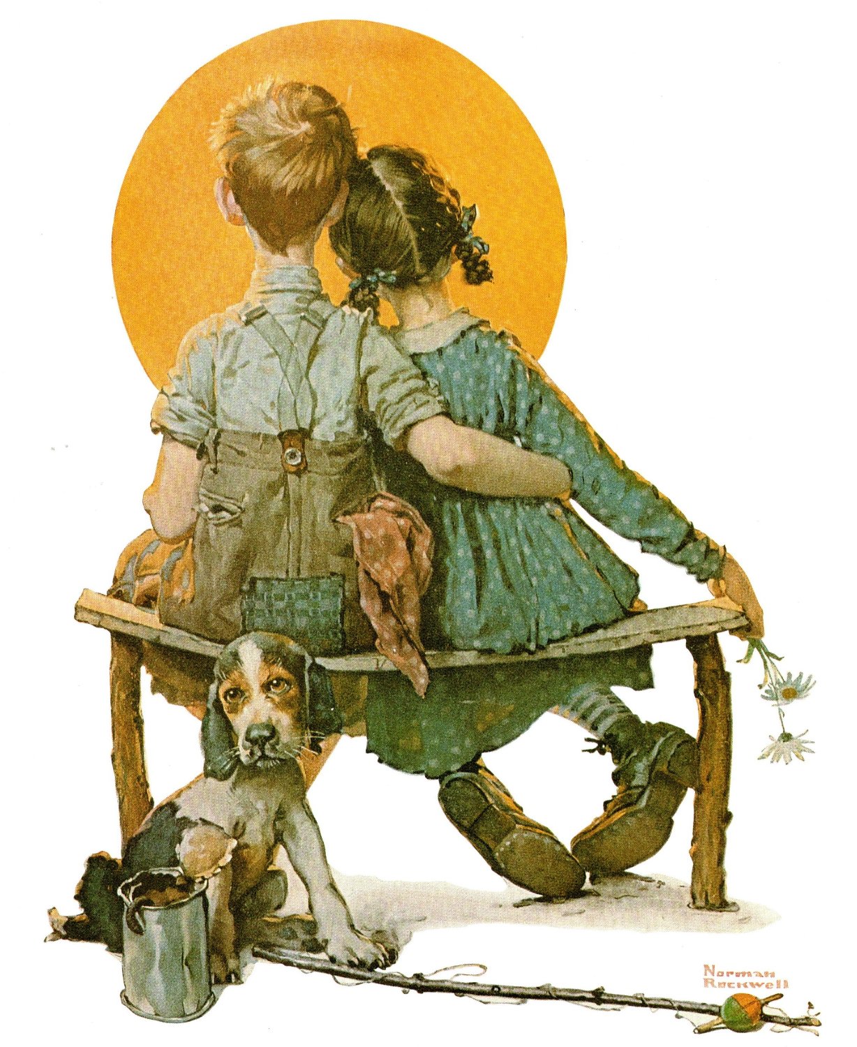 Solve D-1926 Norman Rockwell {Boy & Girl Under the Moon} jigsaw puzzle ...